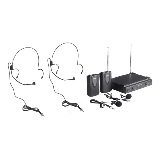 MICROFONOS STEREN INALAMBRICOS VHF, DE SOLAPA Y DIADEMA WR-058