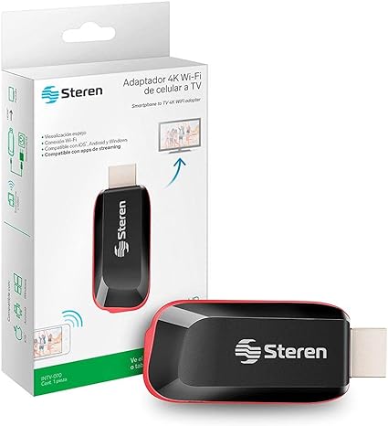 Adaptador 4K Wi-Fi Espejo de Celular a TV, resolución 4K, Compatible con iOS y Android Steren INTV-070