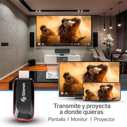 Adaptador 4K Wi-Fi Espejo de Celular a TV, resolución 4K, Compatible con iOS y Android Steren INTV-070