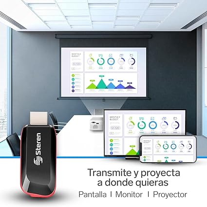 Adaptador 4K Wi-Fi Espejo de Celular a TV, resolución 4K, Compatible con iOS y Android Steren INTV-070