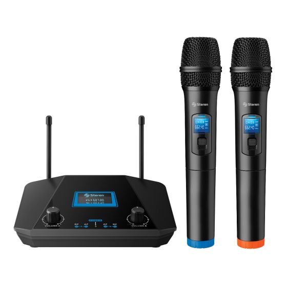 Kit profesional de 2 micrófonos inalámbricos Steren WR-809 UHF