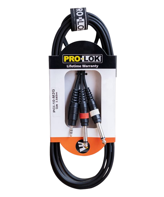 CABLE PLUG 3.5MM A 2 PLUG 1/4 PRO-LOK PCI-10-M2Q