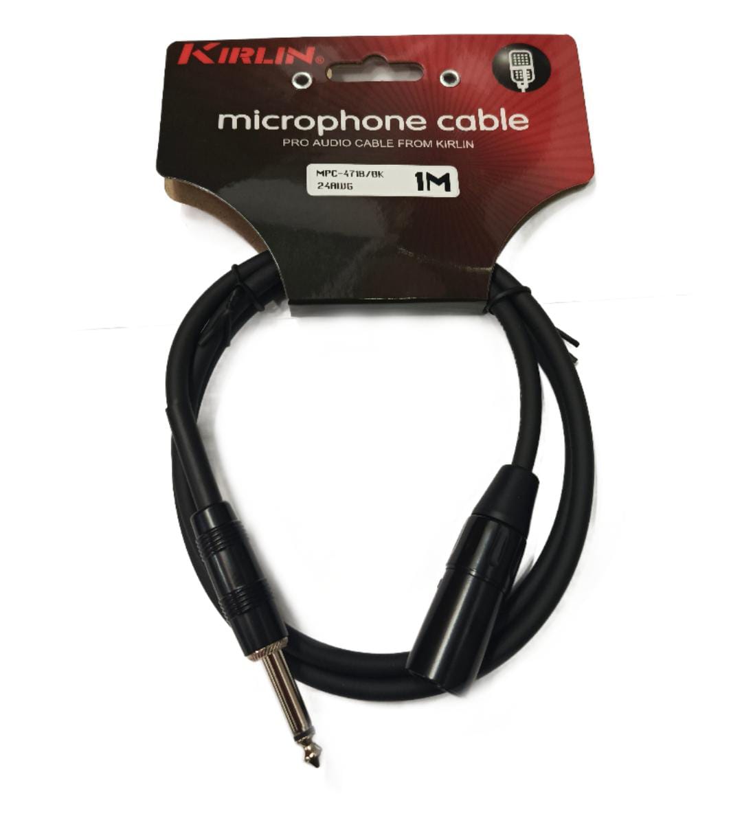 CABLE CORTO XLR MACHO A PLUG 1/4 MONO KIRLIN MPC-471B/BK-1M