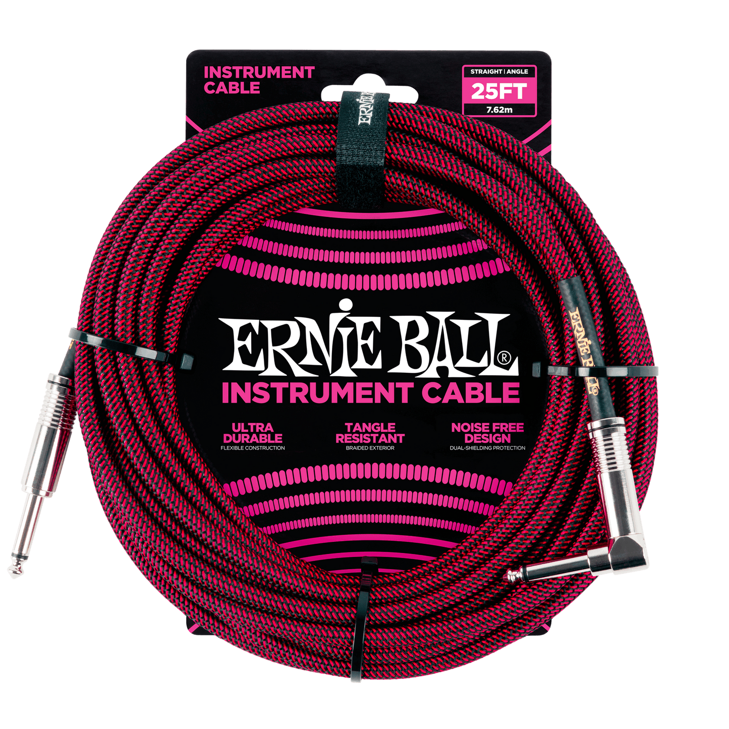 CABLE PARA INSTRUMENTO ERNIE BALL P06060 7.62M. BORDADO BK-BL