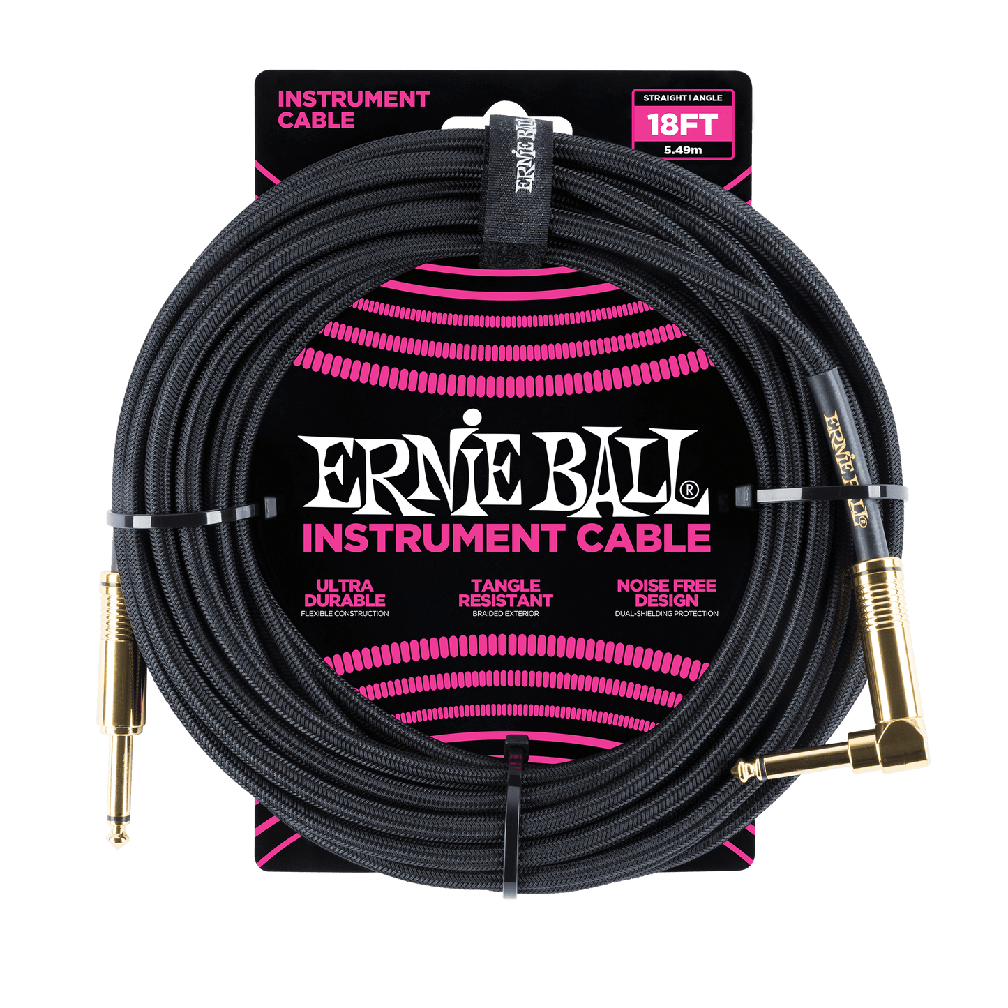 CABLE PARA INSTRUMENTO ERNIE BALL P06086 5.49M. BORDADO BK-PLUG L DORADO