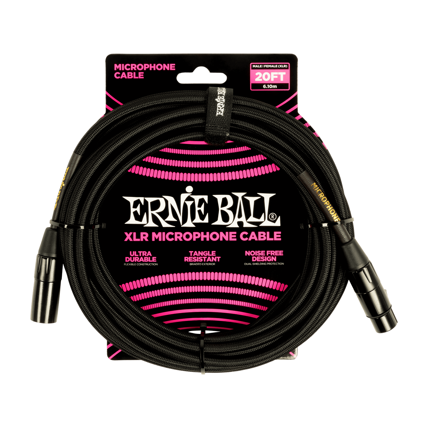 CABLE PARA MICROFONO XLR A XLR ERNIE BALL P06392 6.10M. BORDADO BK