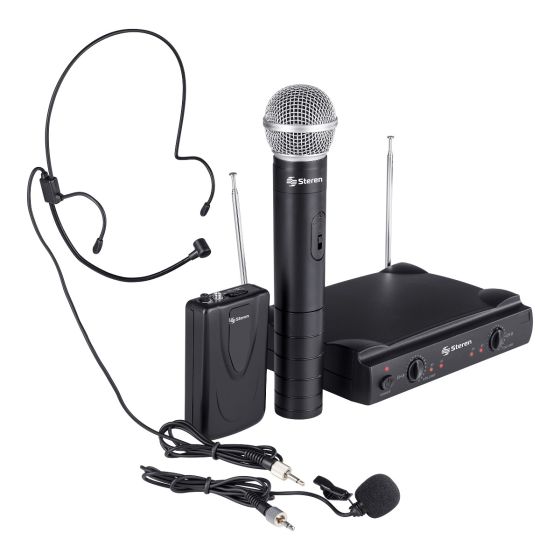 MICROFONOS STEREN INALAMBRICOS VHF, DE MANO, SOLAPA WR-057