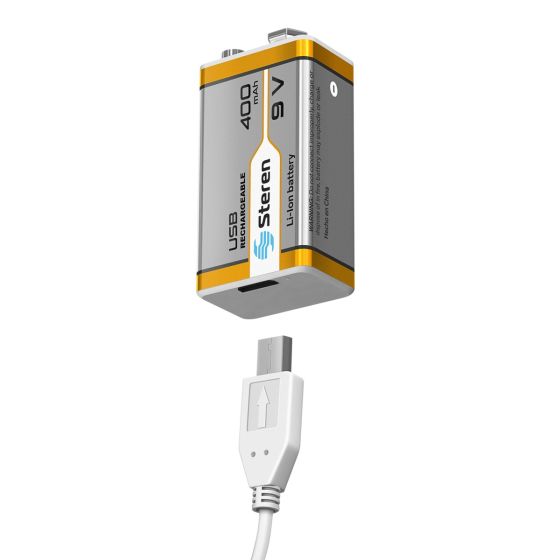 BATERIA 9V RECARGABLE STEREN USB 400 MAH BAT-LI-9V USB