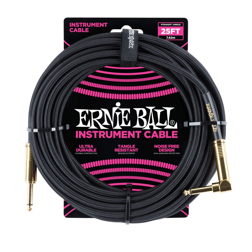 CABLE PARA INSTRUMENTO ERNIE BALL PO6058 7.62M. BORDADO BK-PLUG L DORADO
