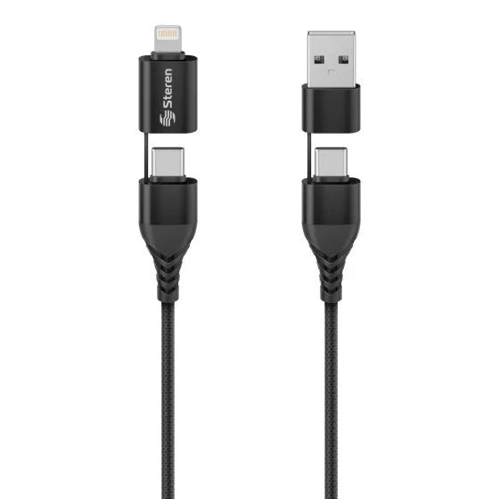 Cable 4 en 1, USB/USB C a Lightning/USB C de 1 m USB-4721