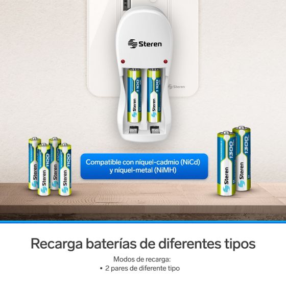 CARGADOR PARA BATERIAS STEREN AA/AAA NIMH/2 BAT.AA CRG-005
