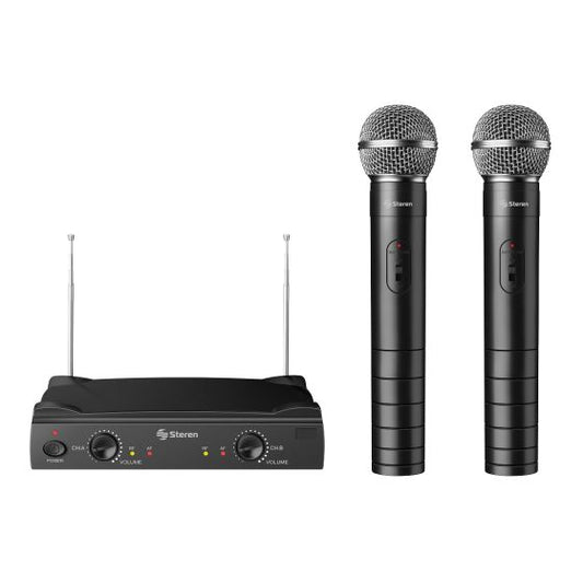 Sistema de 2 micrófonos inalámbricos Steren WR-055 VHF