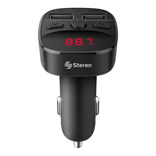 Transmisor FM Bluetooth* con cargador USB y reproductor MP3 Steren FMT-846