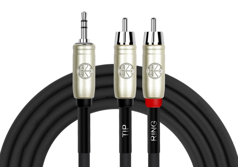 CABLE 3.5MM STEREO A 2 PLUG RCA KIRLIN Y-364PRL-3M-BK