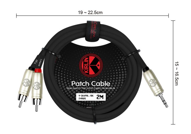 CABLE 3.5MM STEREO A 2 PLUG RCA KIRLIN Y-364PRL-3M-BK