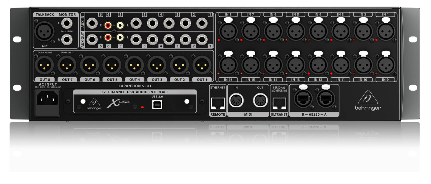 X32 RACK CONSOLA DIGITAL DE RACK 40-ENTRADAS, 16-PREAMPS MIDAS BEHRINGER