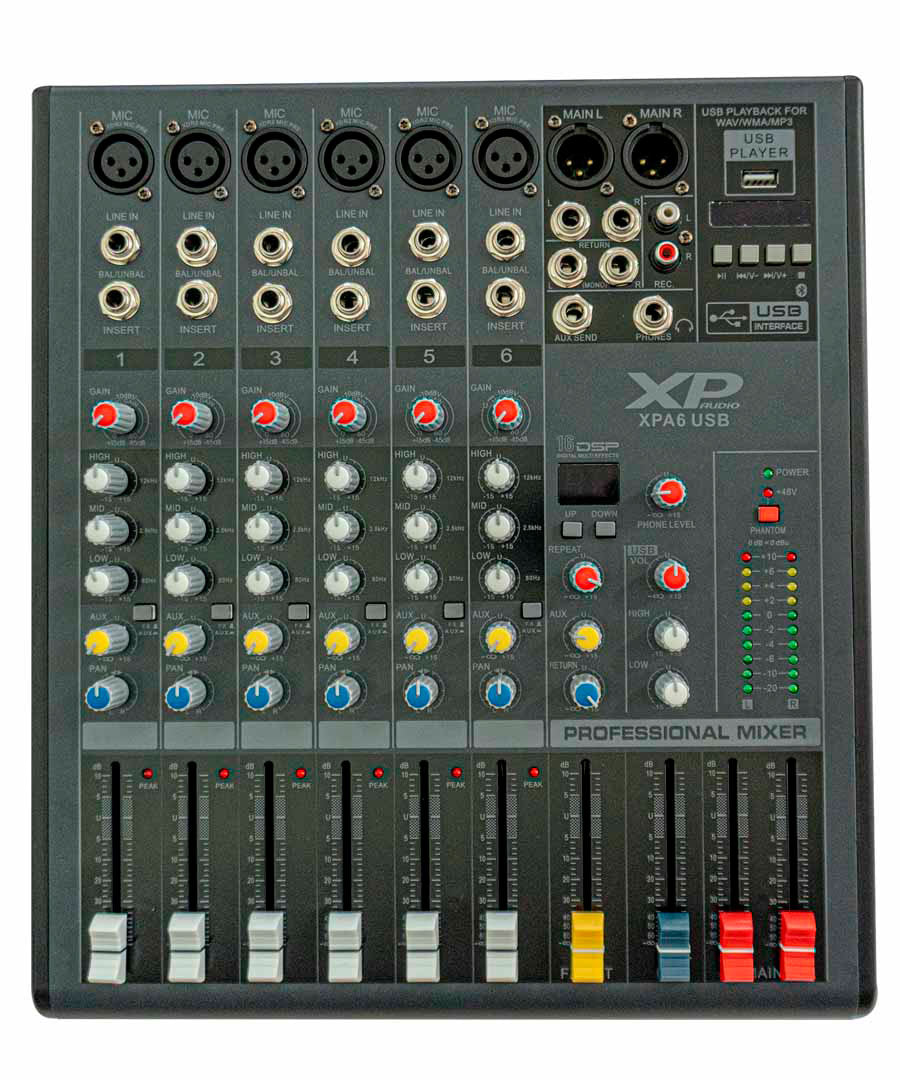 CONSOLA XP AUDIO PASIVA 06 CANALES XPA6 USB