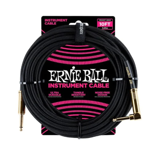 CABLE PARA INSTRUMENTO ERNIE BALL PO6081 3.05M. BORDADO BK-PLUG L DORADO