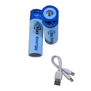 Par de Baterías Recargables AAA, 1.5V 500mAh, USB Tipo C