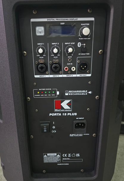 BOCINA AMPLIFICADA RECARGABLE KOHLT PORTA 15 PLUS