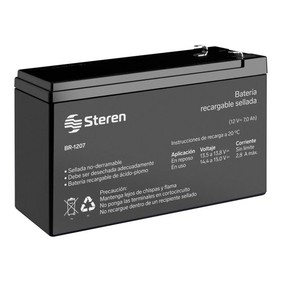 Batería sellada de ácido-plomo, 12 Vcc 7 Ah Steren BR-1207