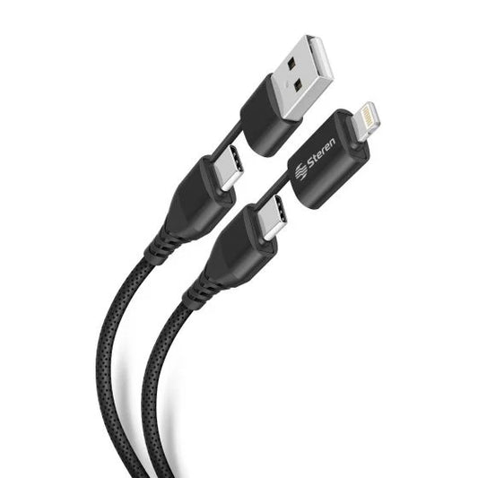 Cable 4 en 1, USB/USB C a Lightning/USB C de 1 m USB-4721