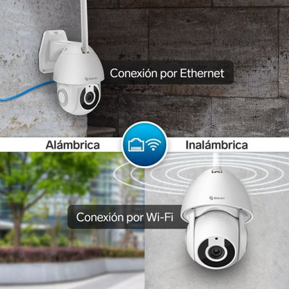 Cámara de seguridad Wi-Fi / Ethernet 3 Mpx robotizada con seguidor de movimiento para exterior Steren CCTV-235