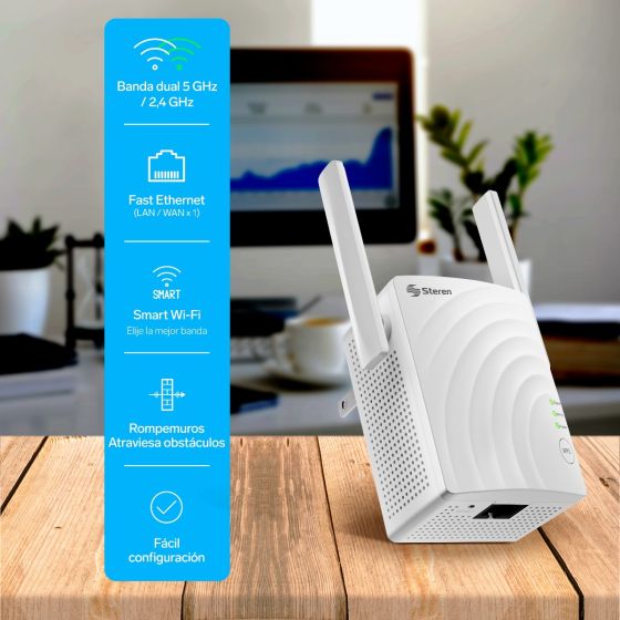 REPETIDOR STEREN DE WIFI DOBLE BANDA 40 MTS. COM-8300